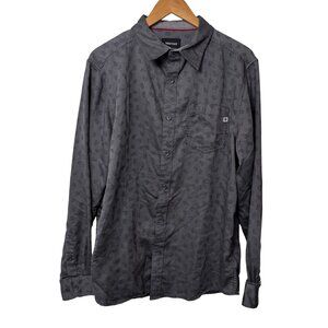 Marmot Gray Long-Sleeve Button-Up Shirt With Marmot Print Pattern L
